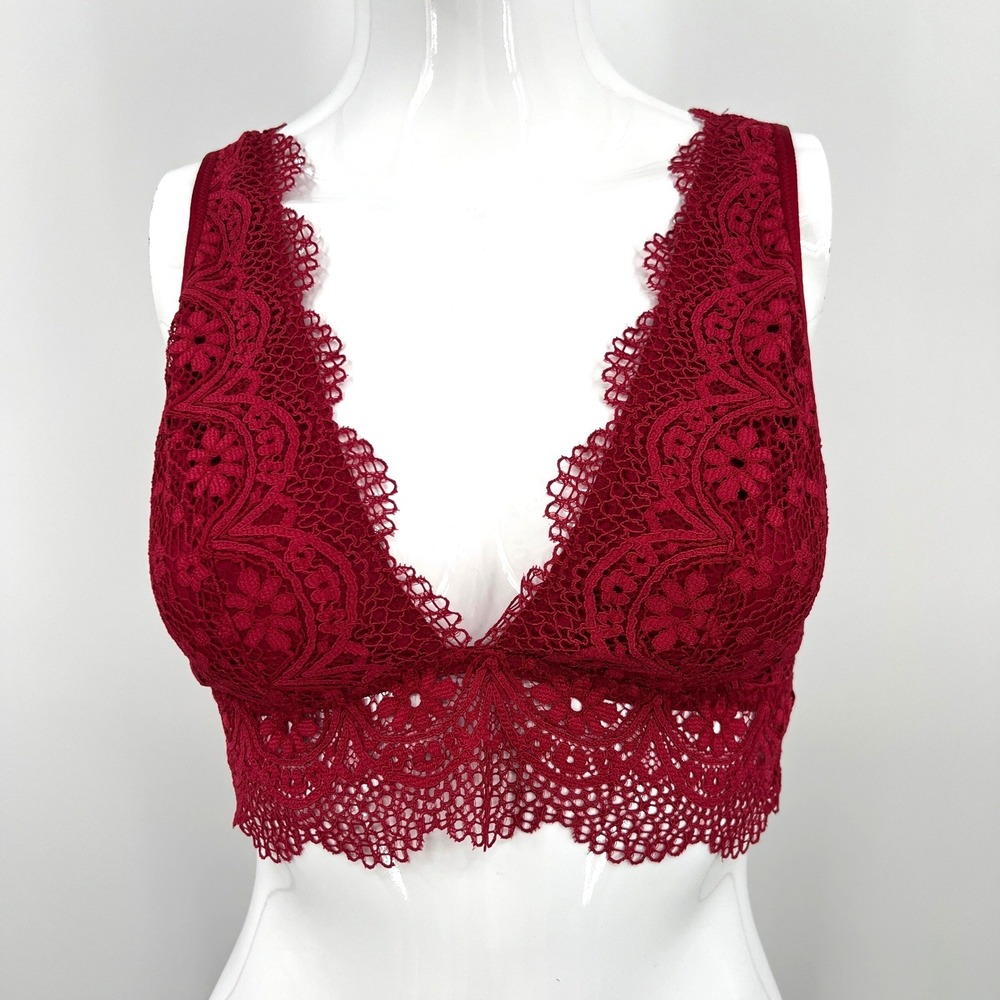 Victoria's Secret Red Lace Bralette Size M Wireless